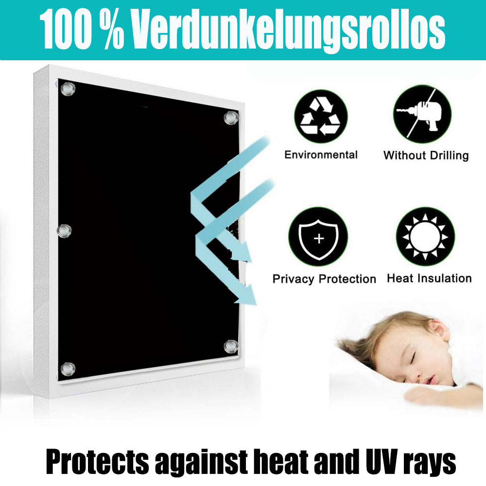 Ygann Dachfenster Rollo Thermo Sonnenschutz Verdunkelungsrollo für Dachfenster UV Schutz mit Saugnäpfe ohne Bohren ohne kleben Black 116x120cm