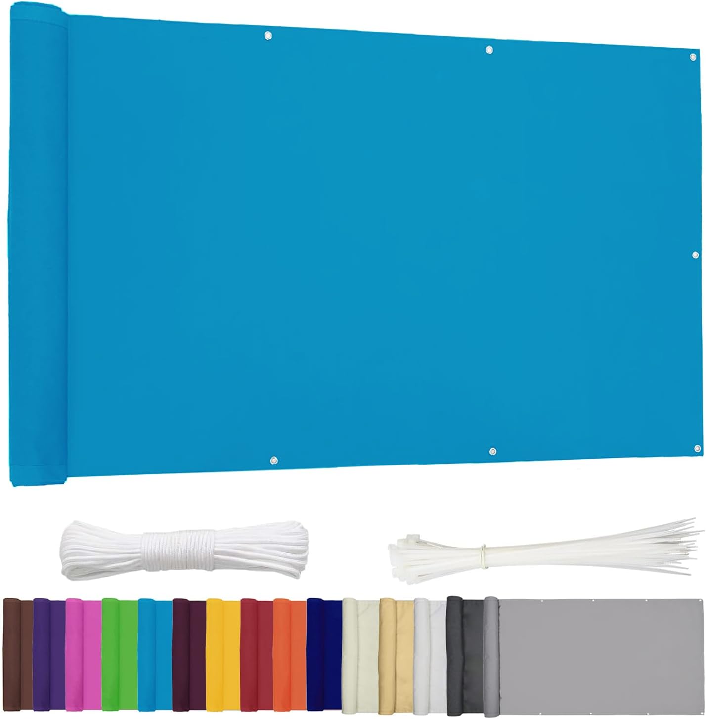 Ygann Balkon Sichtschutz PB2 PES blickdichte Balkonumspannung mit Ösen und Kabelbinder 8 Tage geliefert - in div.352 Größen & 15 Farben 420D