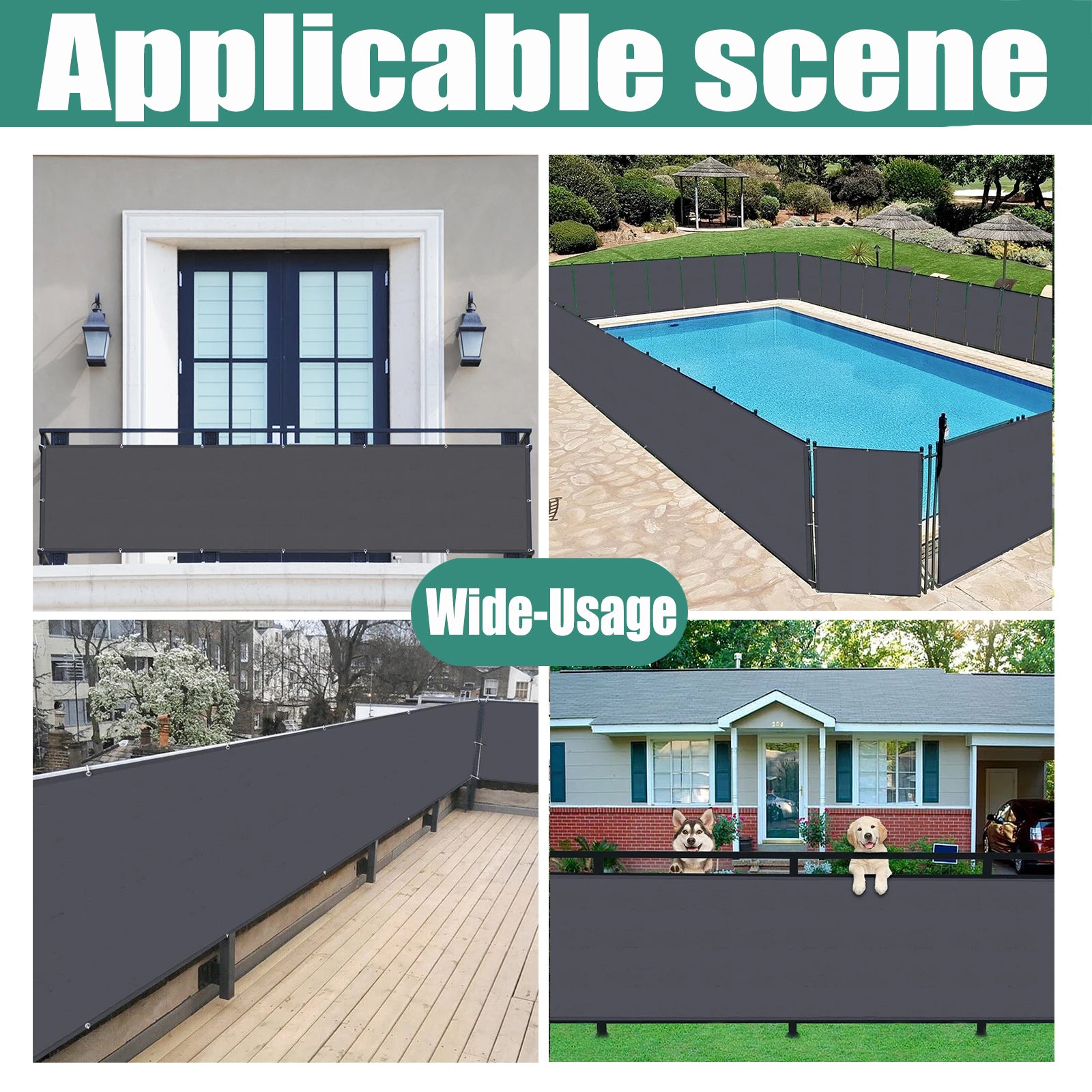 Ygann Balkon Sichtschutz PB2 PES blickdichte Balkonumspannung mit Ösen und Kabelbinder 8 Tage geliefert - in div.352 Größen & 15 Farben 420D