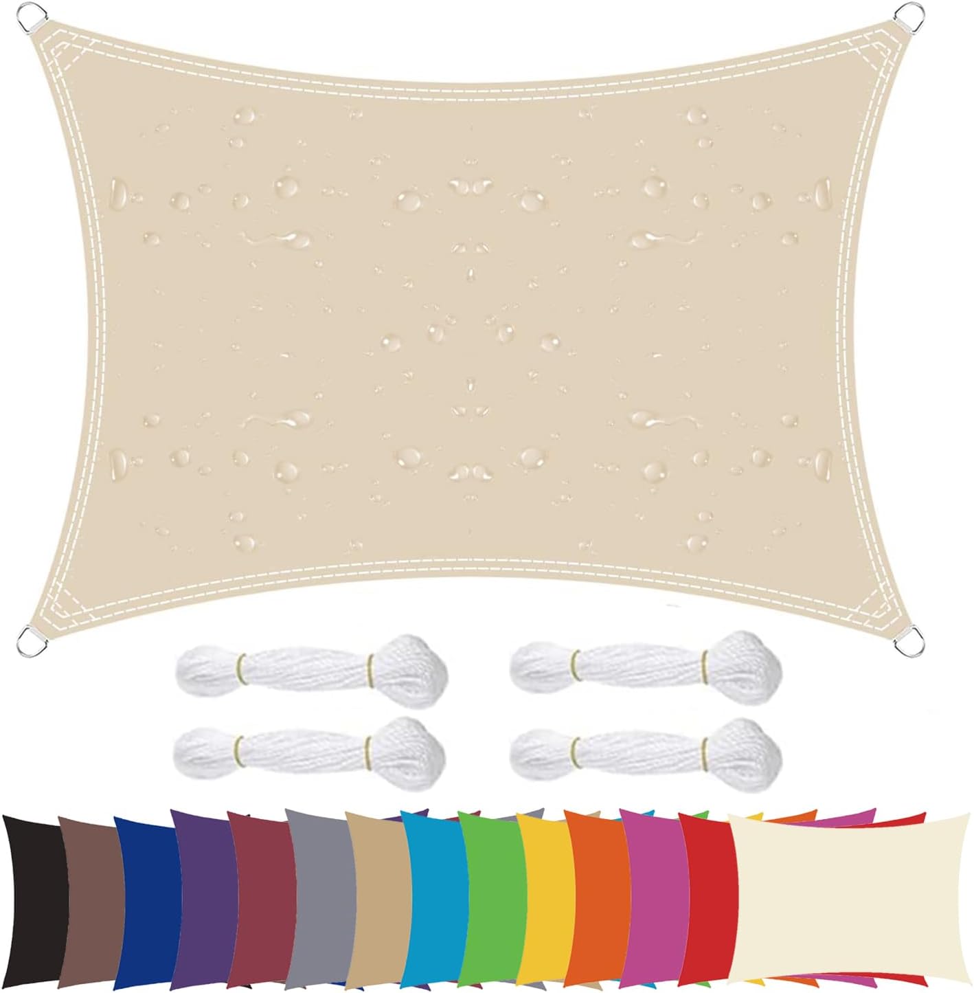 Ygann Sonnensegel Sonnenschutz Sonnendach Balkon Wetterschutz wasserabweisend Winddicht PES 420D 96% UV-Schutz für Garten Outdoor Viereck Rechteck Quadrat