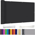 Ygann Balkon Sichtschutz PB2 PES blickdichte Balkonumspannung mit Ösen und Kabelbinder 8 Tage geliefert - in div.352 Größen & 15 Farben 420D Black