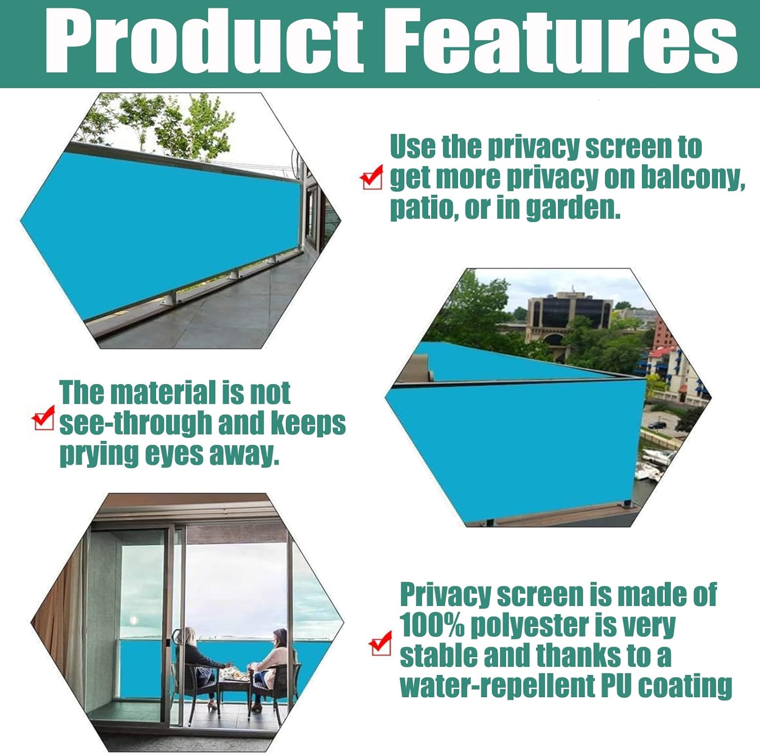 Ygann Balkon Sichtschutz PB2 PES blickdichte Balkonumspannung mit Ösen und Kabelbinder 8 Tage geliefert - in div.352 Größen & 15 Farben 420D